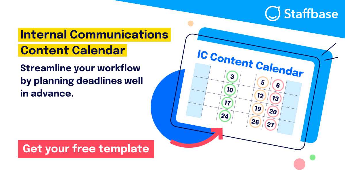 internal communications editorial calendar template