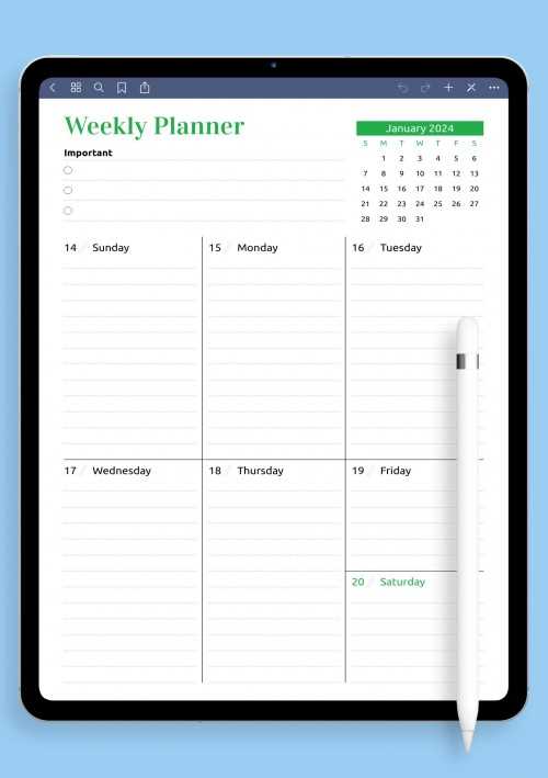 ipad calendar template