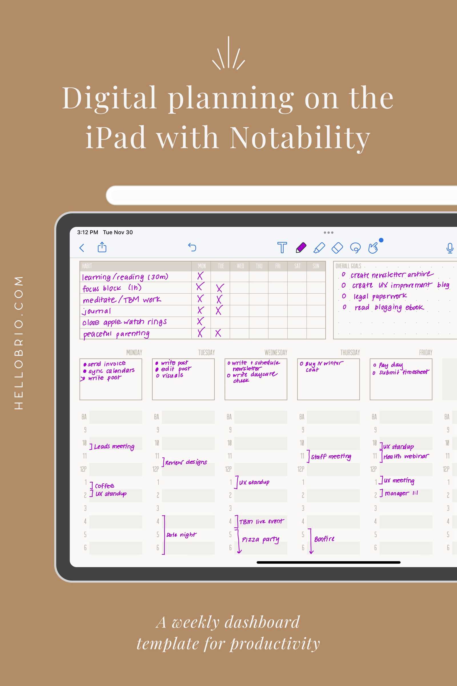 ipad calendar template