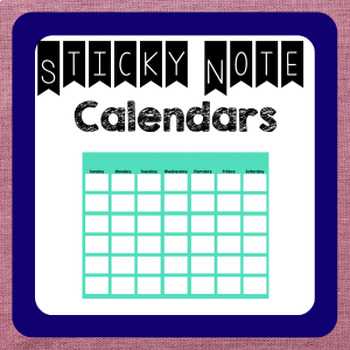 post it note calendar template