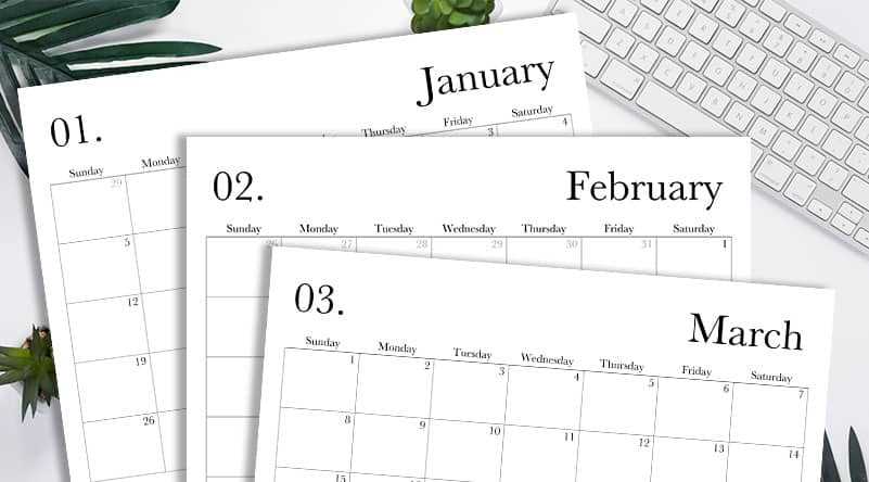 keyboard calendar template