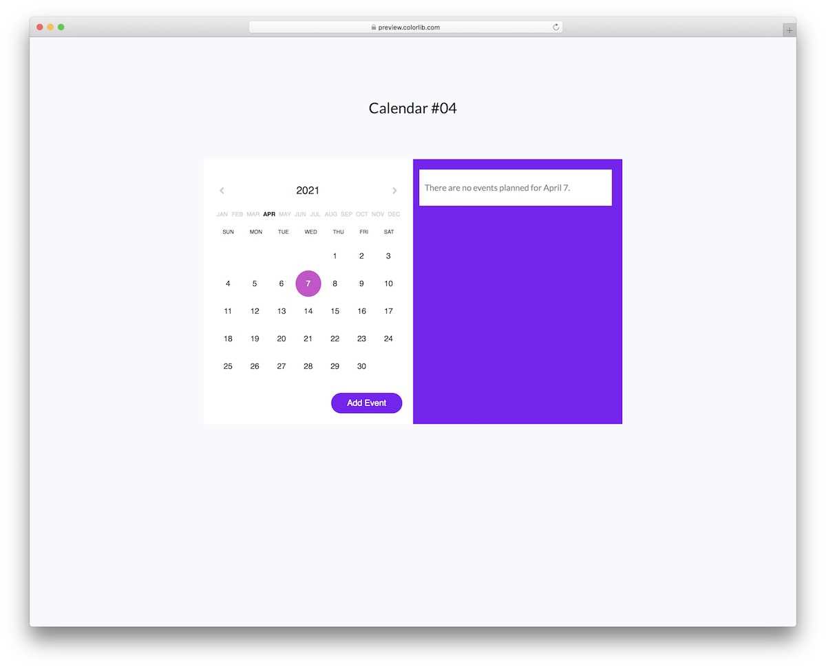 calendar html template free download