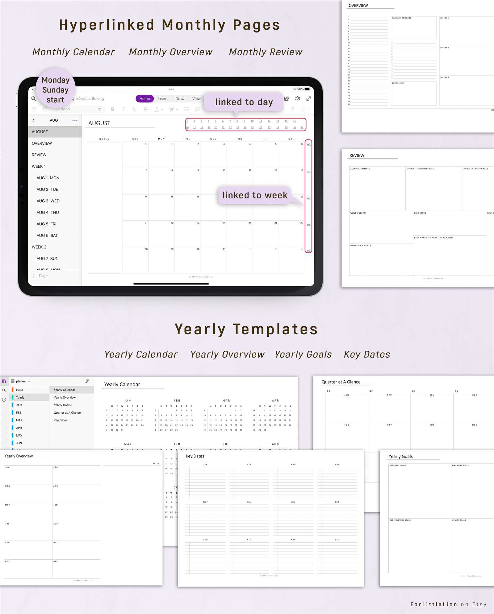 is there a calendar template in onenote