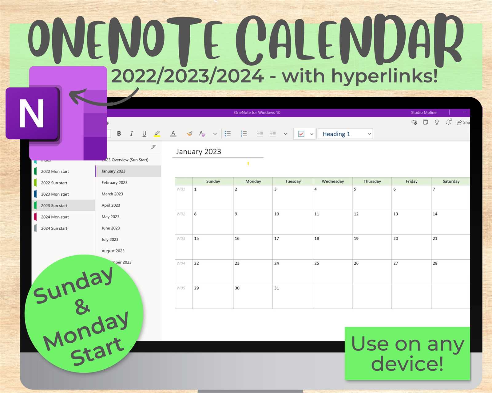 is there a calendar template in onenote