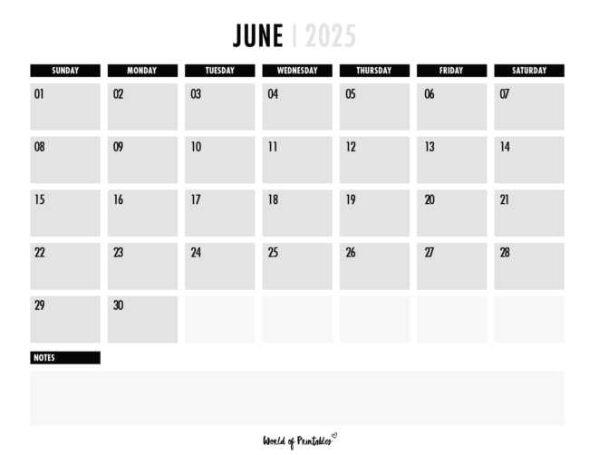 calendar june template