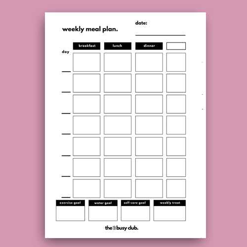 monthly food calendar template