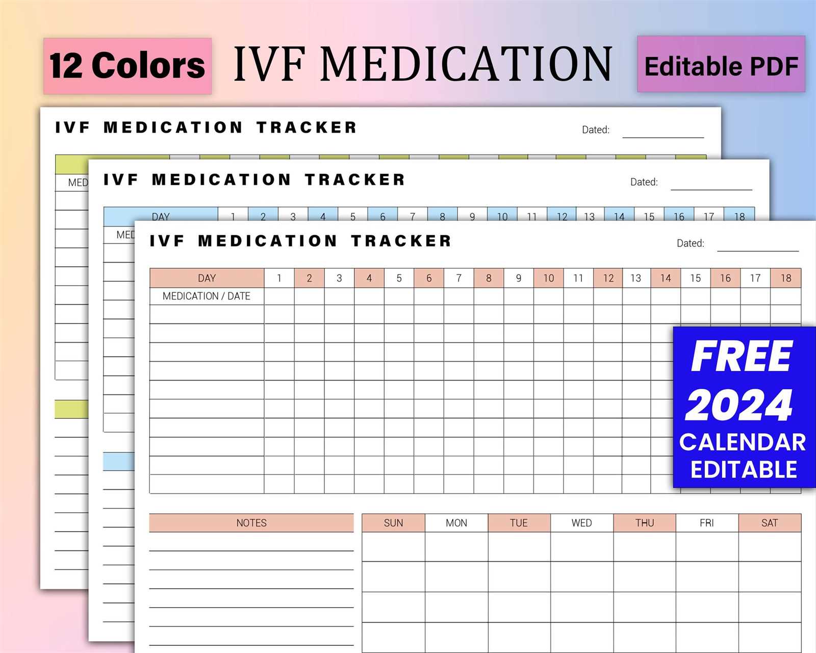 ivf medication calendar template