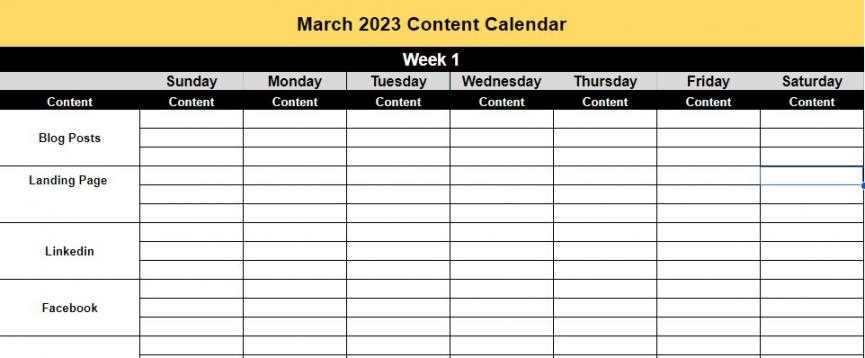 content creation calendar template free