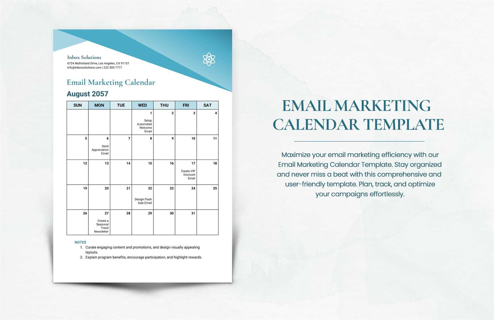 free email marketing calendar template