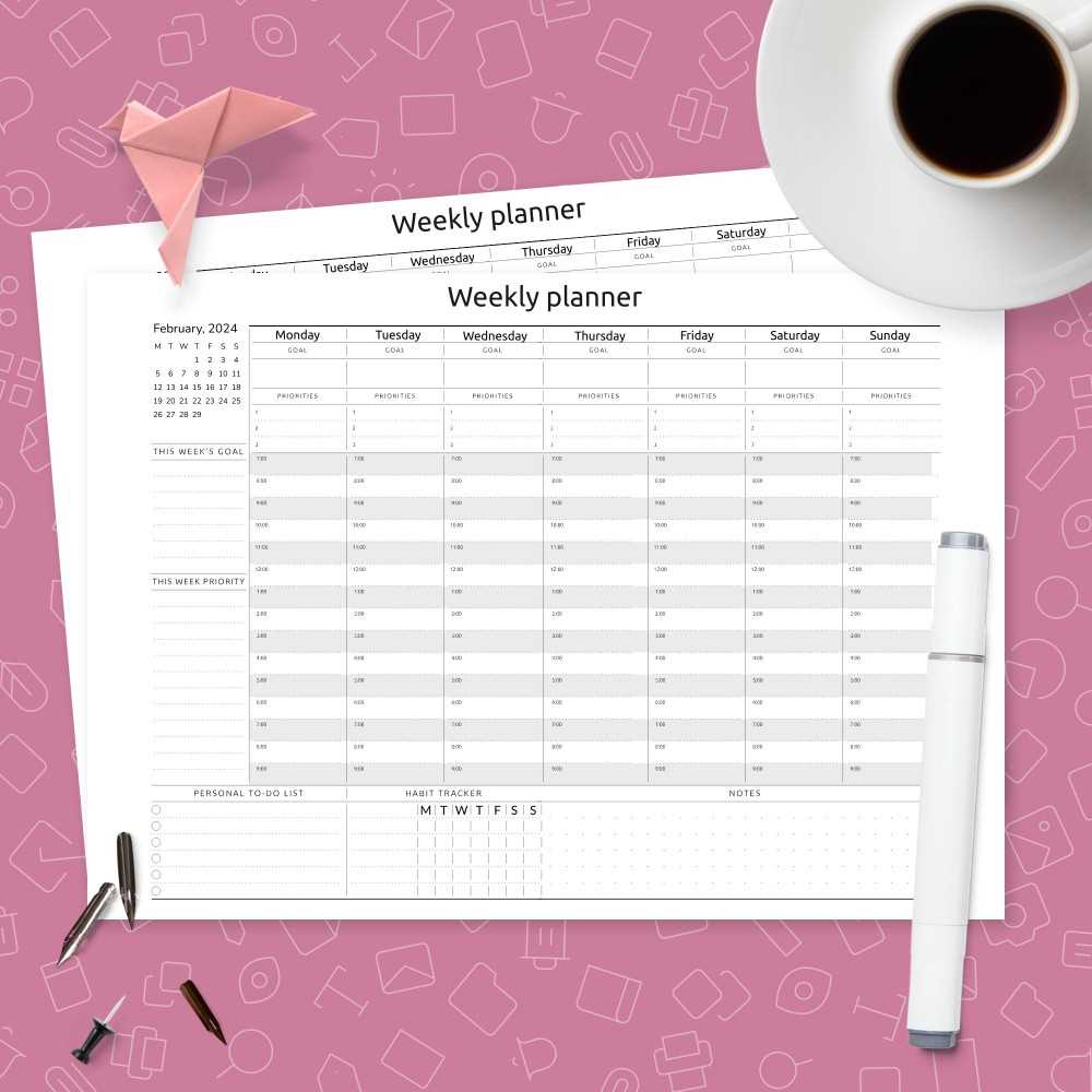 weekly calendar with time slots template