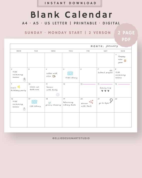 tumblr calendar template