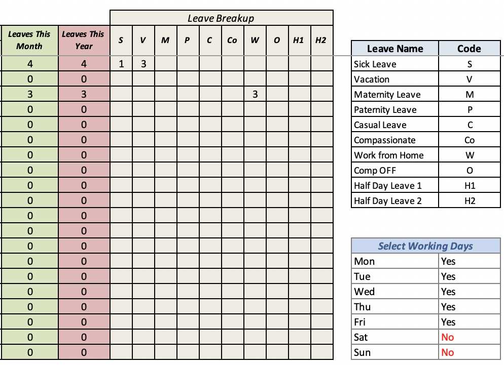 staff vacation calendar template