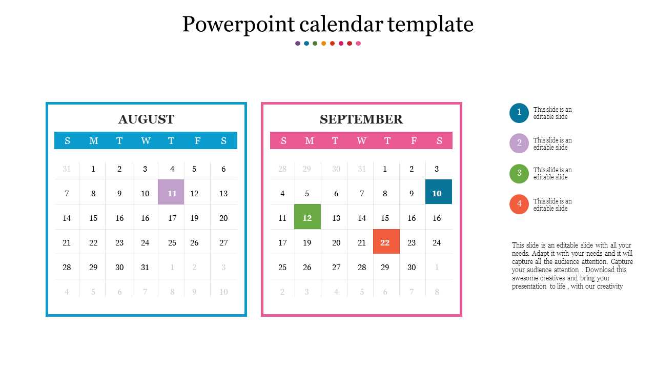 calendar template for ppt