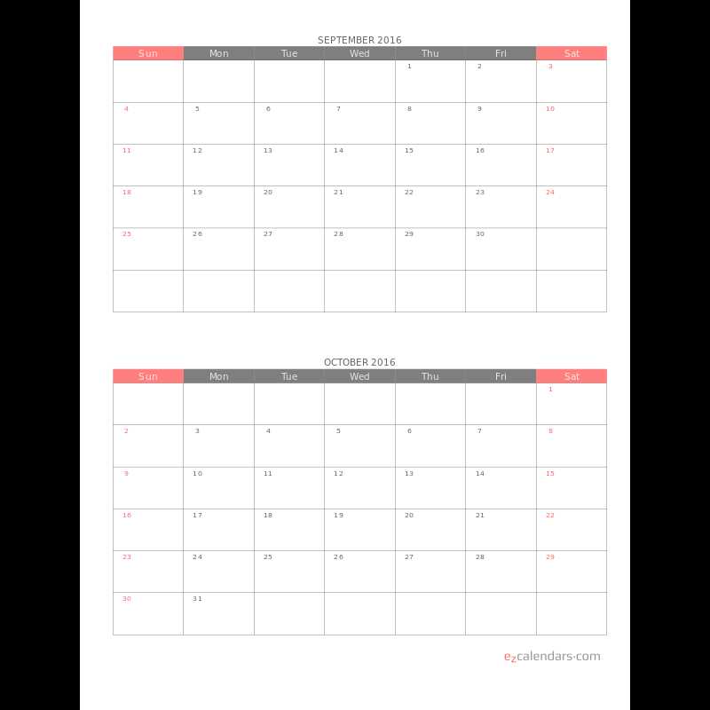 2 month calendar template