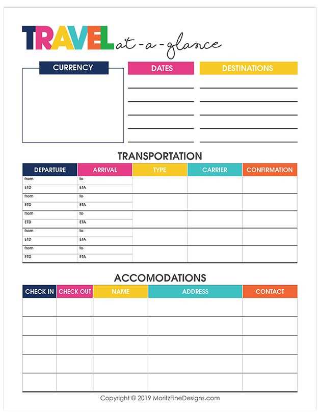 travel itinerary calendar template