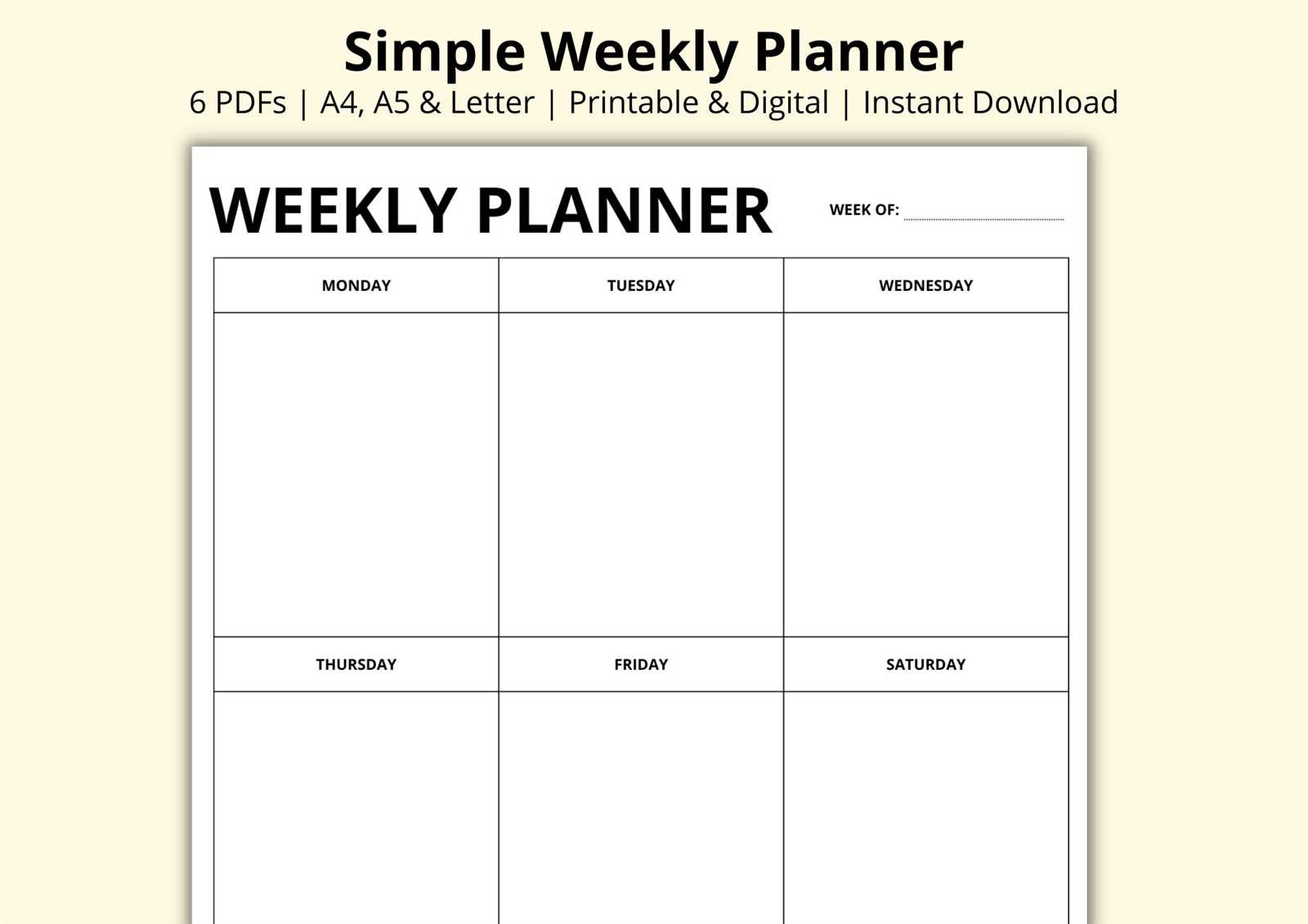 simple weekly calendar template