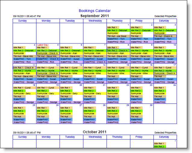 vacation rental calendar template