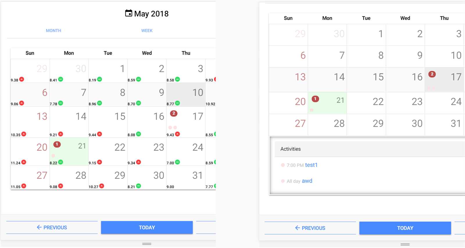 angular calendar custom template