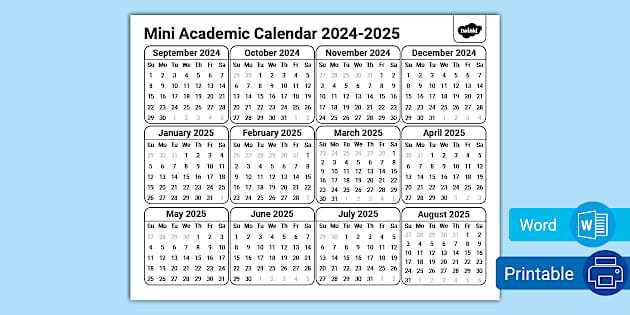 2025 16 academic calendar template