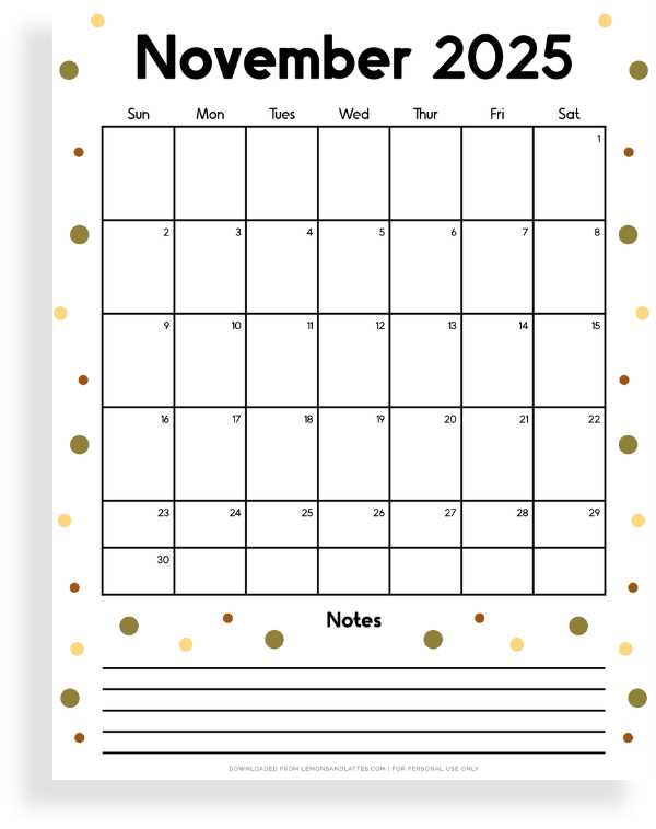 nov 2025 calendar template