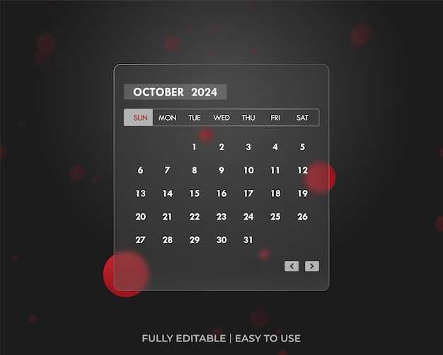 october calendar template editable