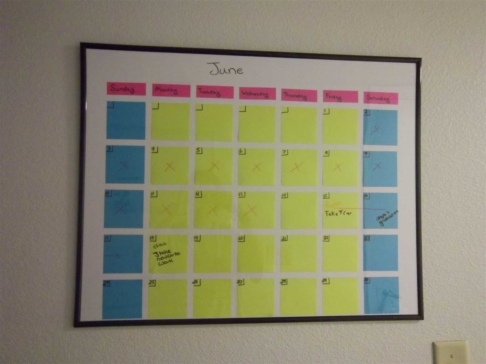 post it calendar template