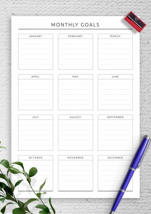 goal calendar template