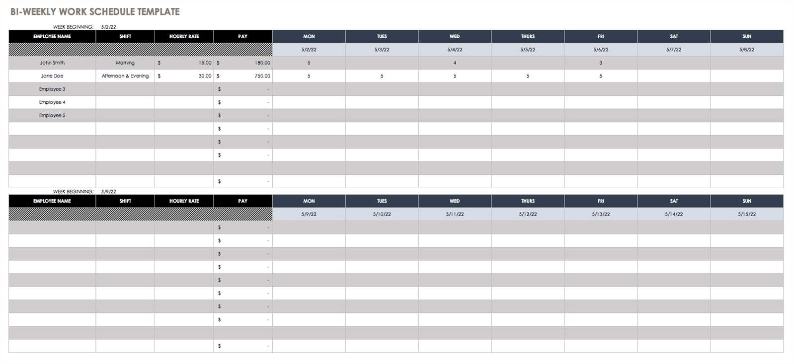 job scheduling calendar template