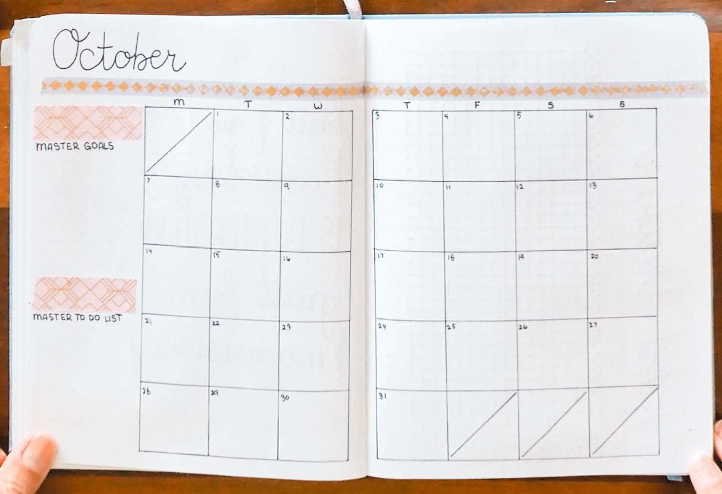 monthly calendar template bullet journal