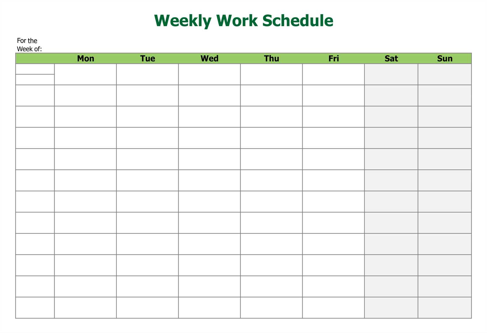 free work week calendar template