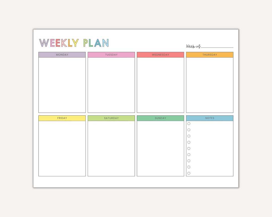 week long calendar template