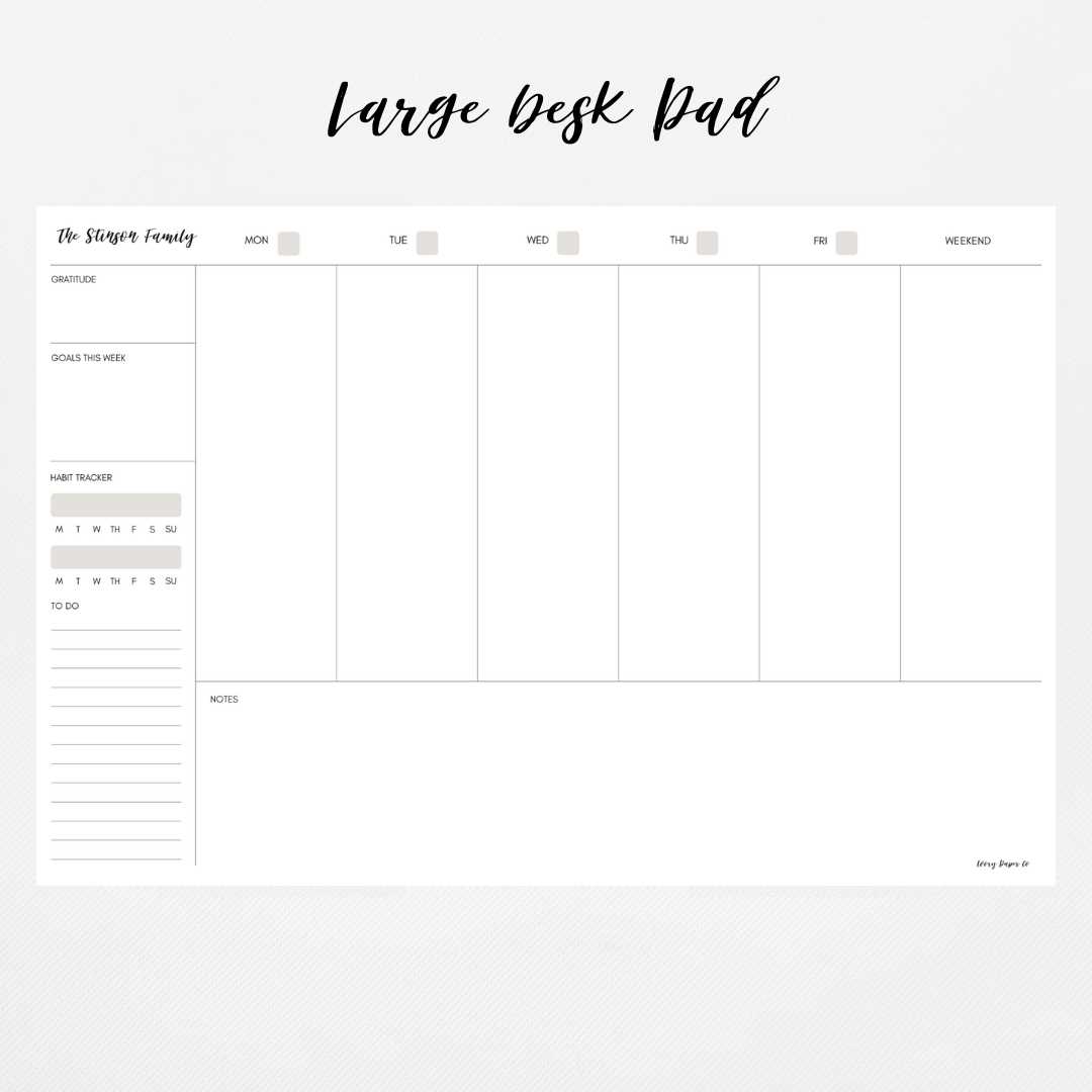 large weekly calendar template