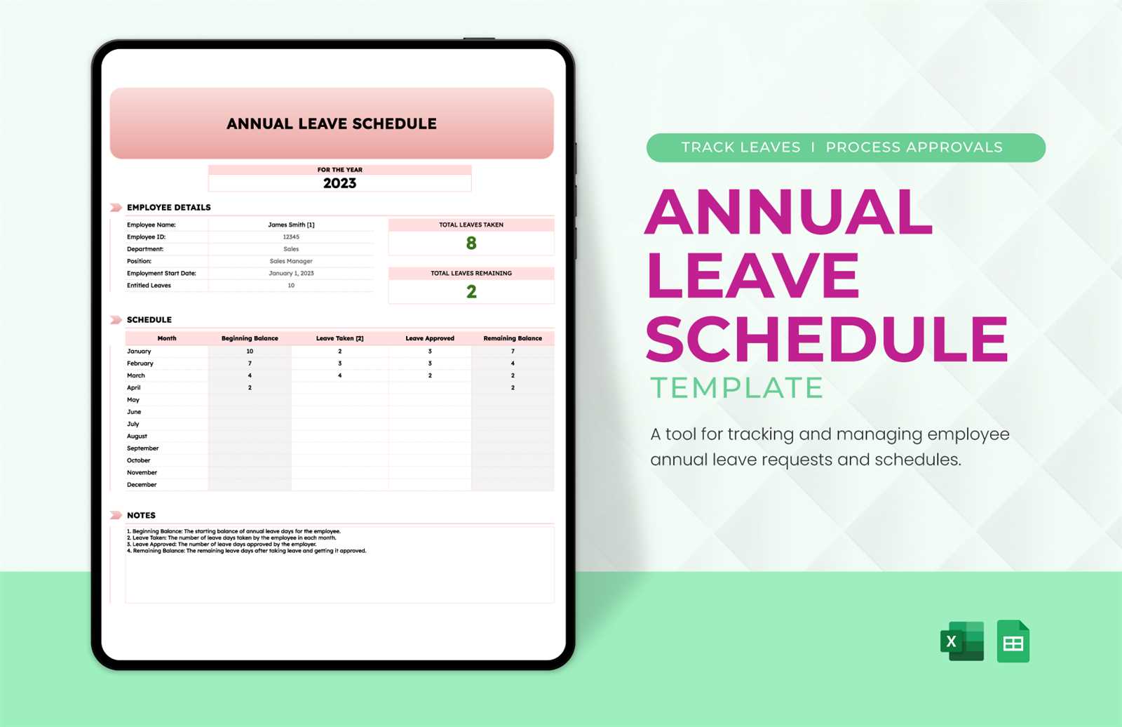 annual leave calendar template