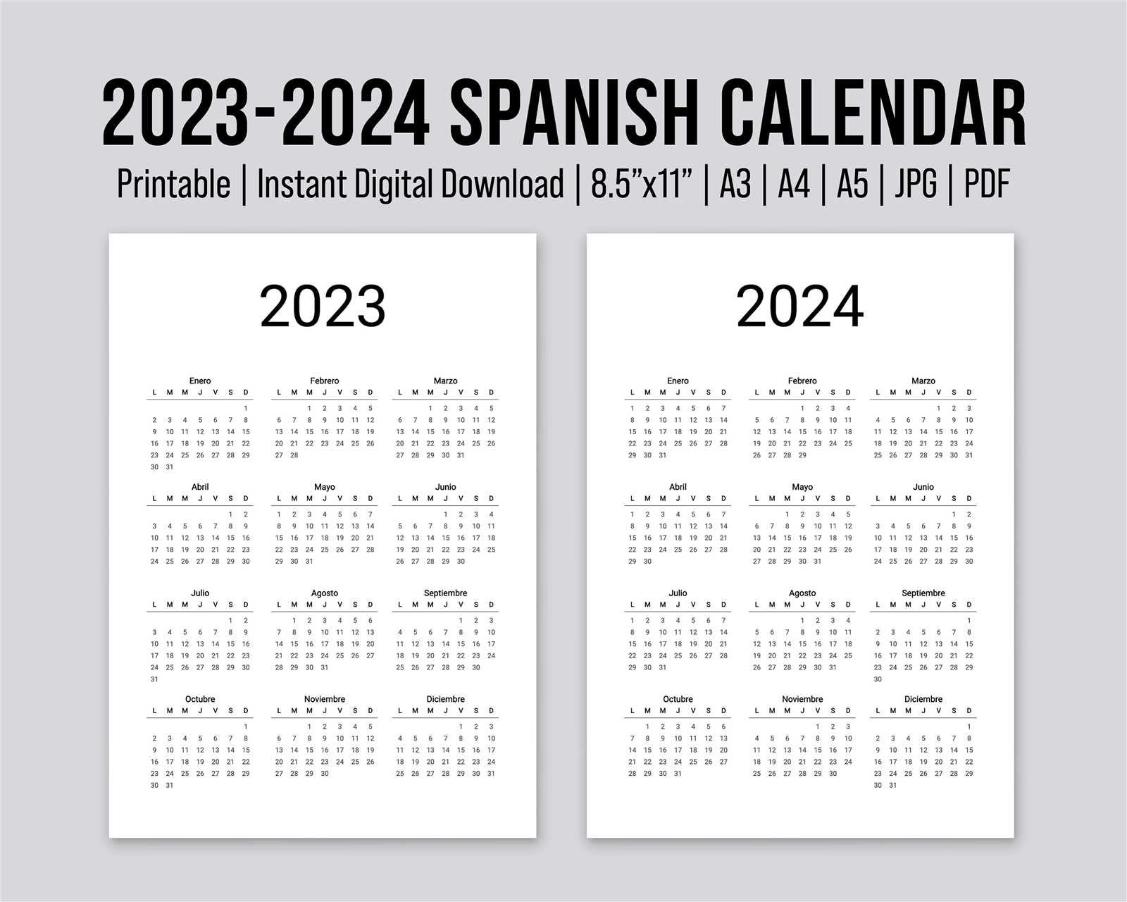 spanish calendar template