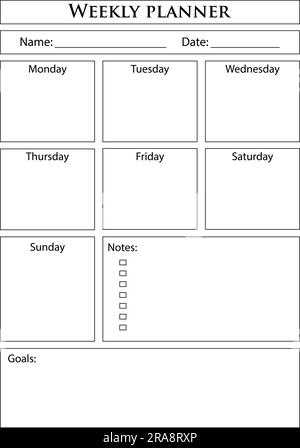 weekly calendar sheets template