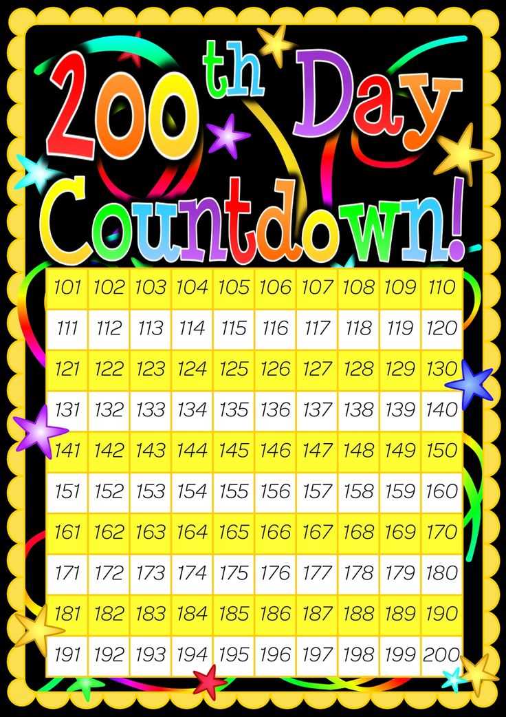 100 day countdown calendar template