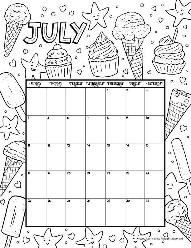 july blank calendar template