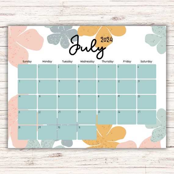 july monthly calendar template