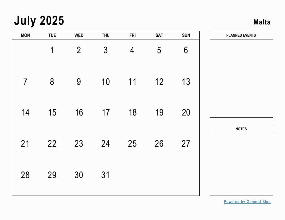 july template calendar 2025