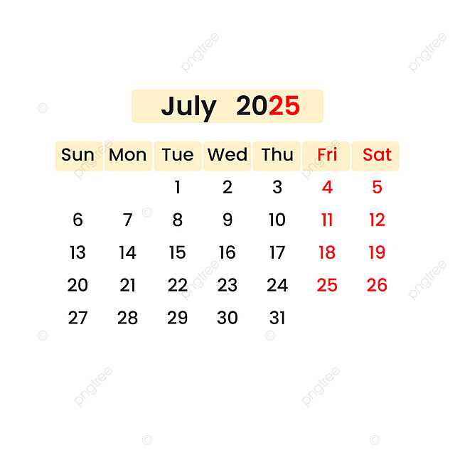 july template calendar 2025