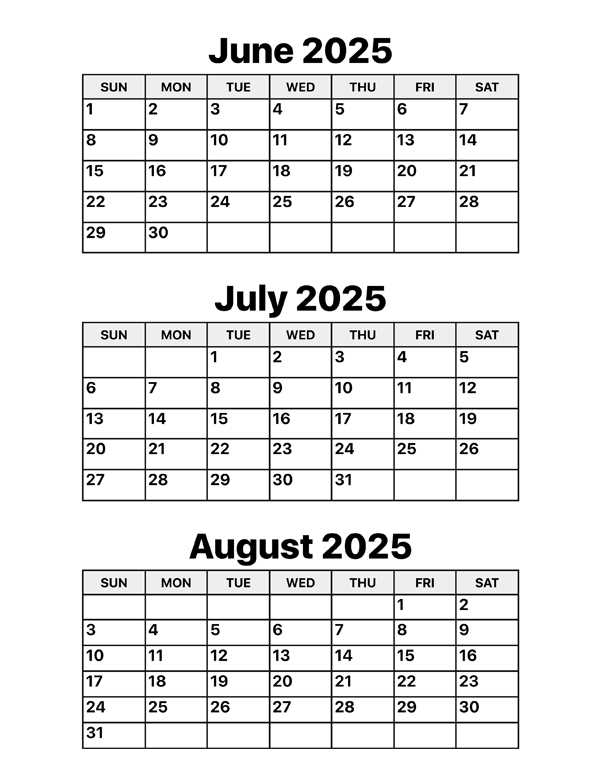 june and july 2025 calendar template