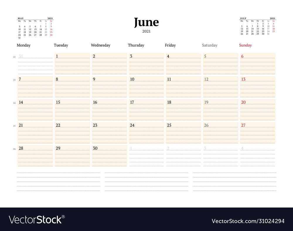 june and july calendar template