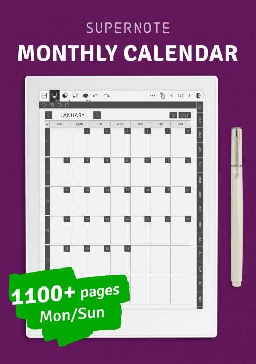 supernote calendar template