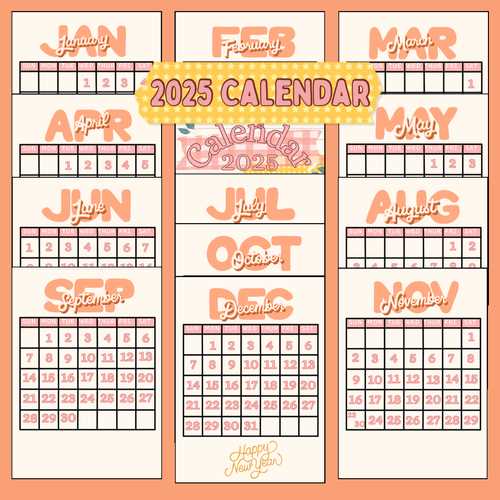 cute calendar template 2025