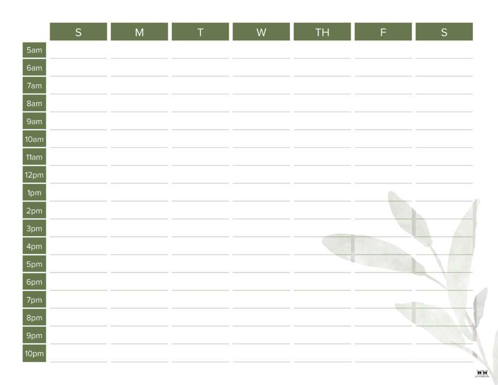 free hourly calendar template