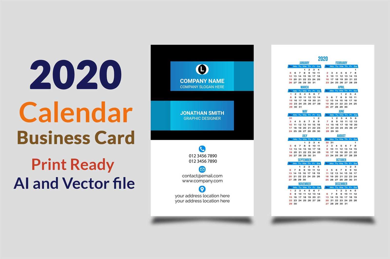 calendar business card template