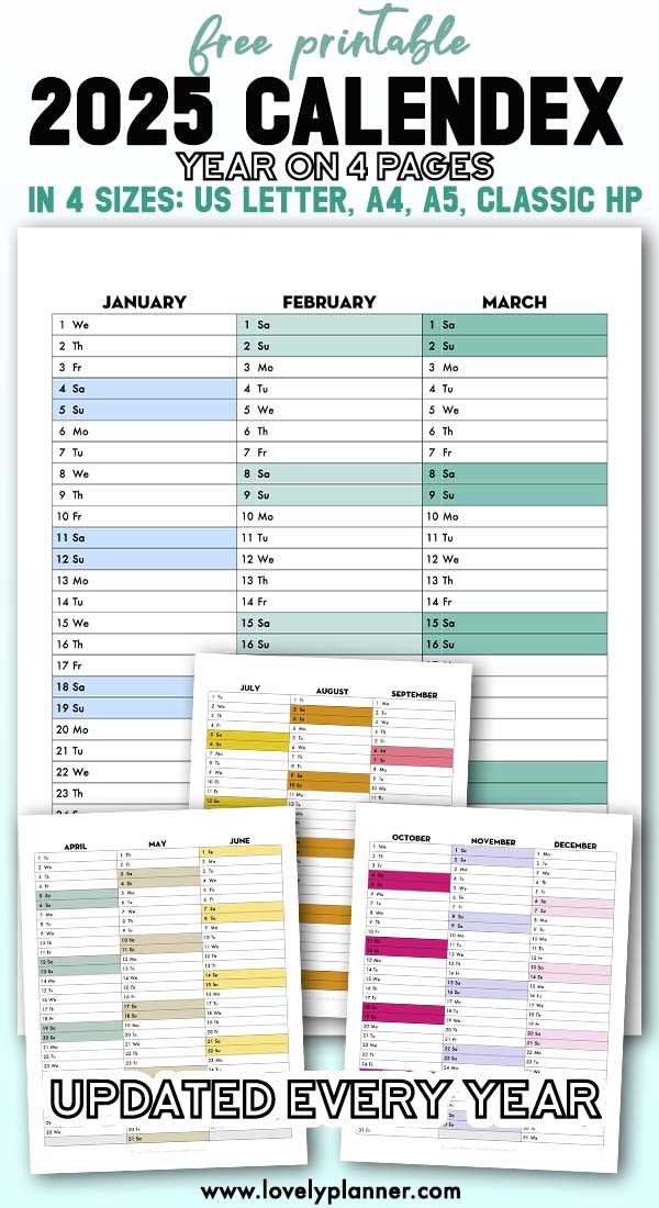 2025 quarterly calendar template