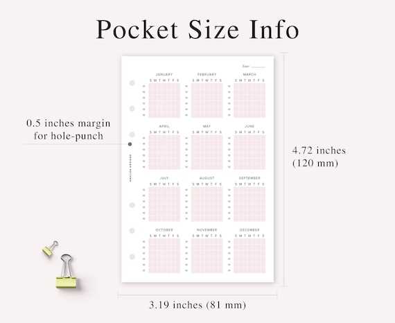 pocket size calendar template