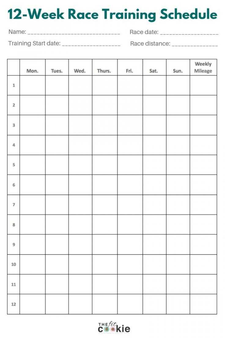 cycling training calendar template