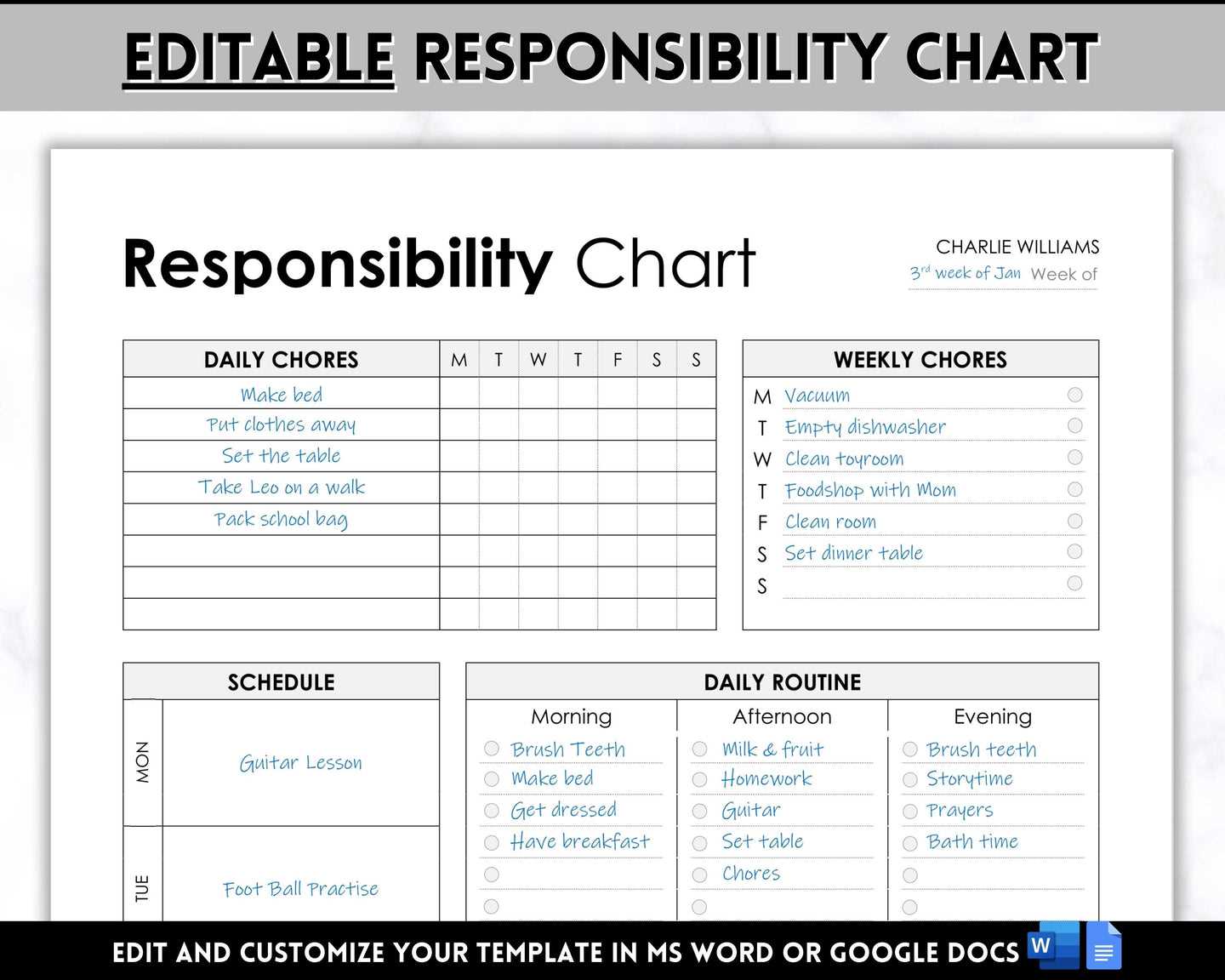 chore calendar template